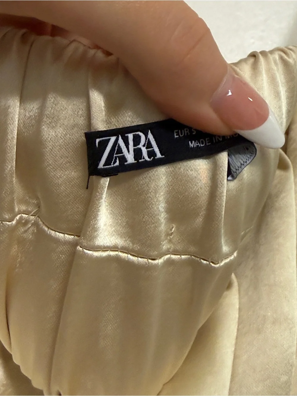 Zara Satin Cropped Spaghetti-Strap Top - Cream